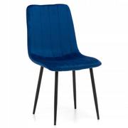Krzesła - Krzesło Tapicerowane Pikowane Gela Welurowe Niebieskie - miniaturka - grafika 1