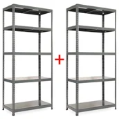 Szafy i regały magazynowe - Regał półkowy 1+1 GRATIS, 1800x900x600 mmmm, 5 półek, nośność półki 175 kg, RAL 7031 - miniaturka - grafika 1