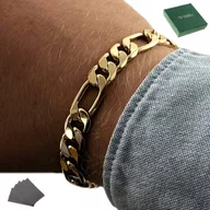 Bransolety męskie - Gruba Męska Bransoletka Figaro 23,5Cm/9Mm Szeroka Solidna Stal Chirurgiczna - miniaturka - grafika 1