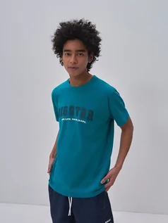 Koszulki i topy damskie - Koszulka męska z dodatkiem bawełny z recyklingu zielona Caurro 301 - grafika 1