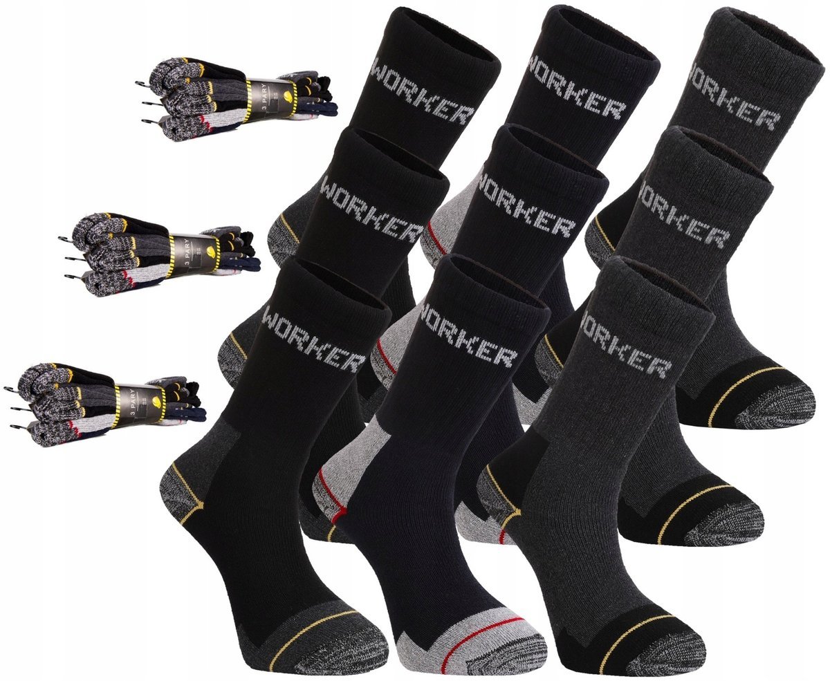 Skarpety Robocze Work Wytrzymałe Mocne Skarpetki Bawełna 9-Par Moraj 43-46
