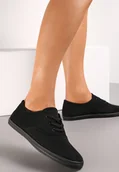 Trampki damskie - Czarne Sznurowane Tenisówki Przed Kostkę Calapse - Renee - miniaturka - grafika 1