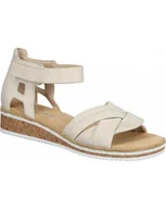 Sandały damskie - SANDAŁY RIEKER - 910249-08 BEŻ - Rieker - miniaturka - grafika 1