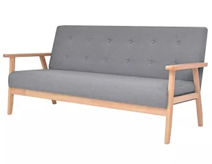 Jasnoszara sofa z pikowanym oparciem Laro 3X - Sofy i kanapy - miniaturka - grafika 1