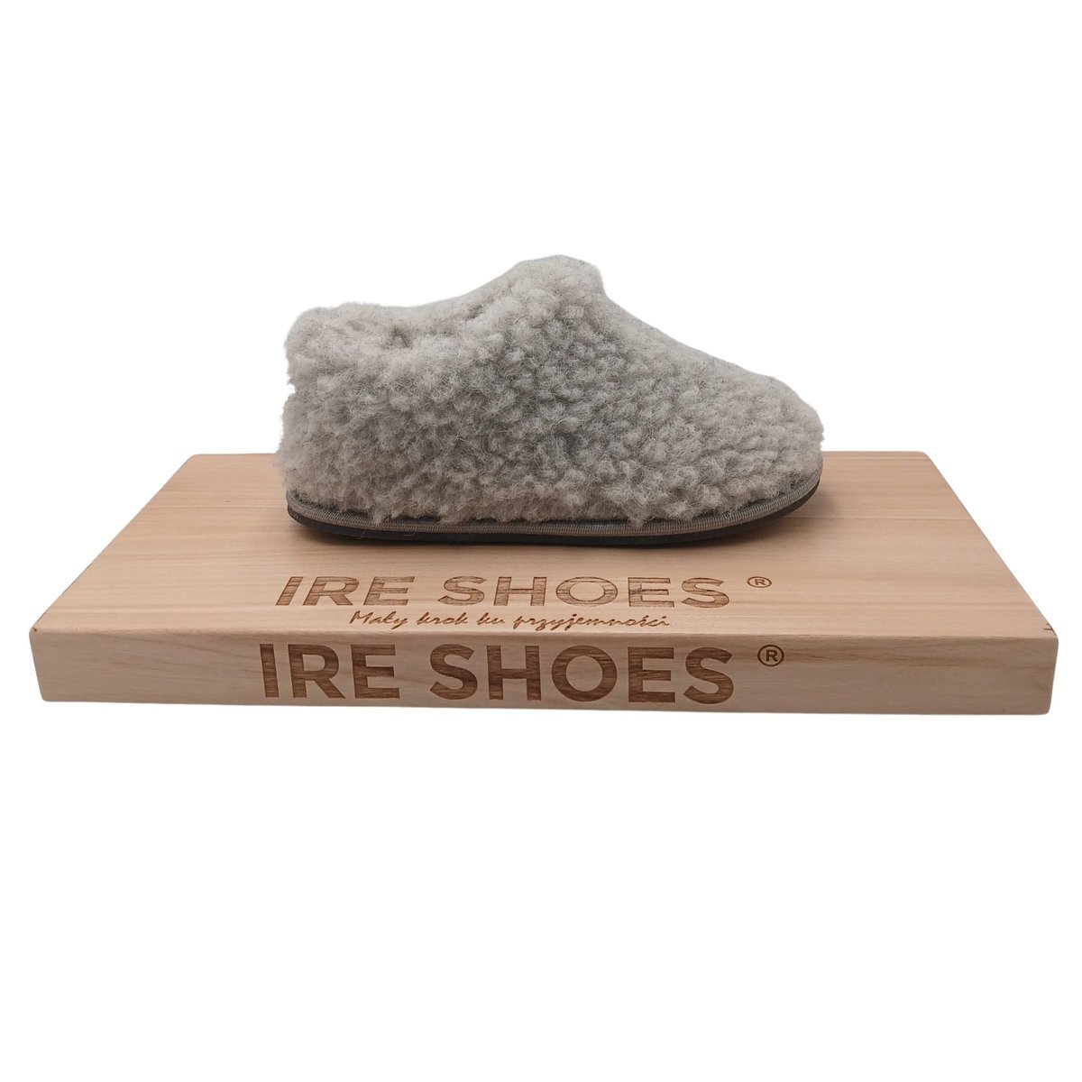 Kapcie dziecięce wełniane z runa owczego IRE SHOES szare ciepłe miękkie 32/31