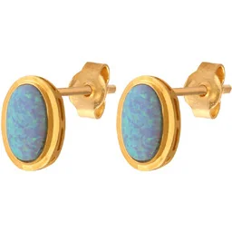 Złote kolczyki 585 z naturalnym kamieniem Opal - Kolczyki - miniaturka - grafika 1
