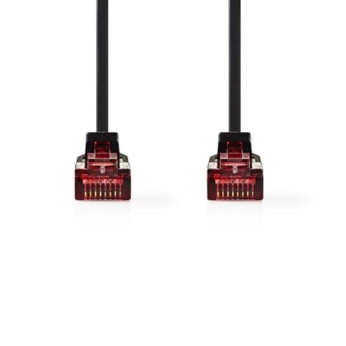 Nedis Kabel sieciowy CAT6 - wtyczka RJ45 - wtyczka RJ45 - U/UTP - 1,00 m - Snagless - płaski - PVC - czarny - etykieta