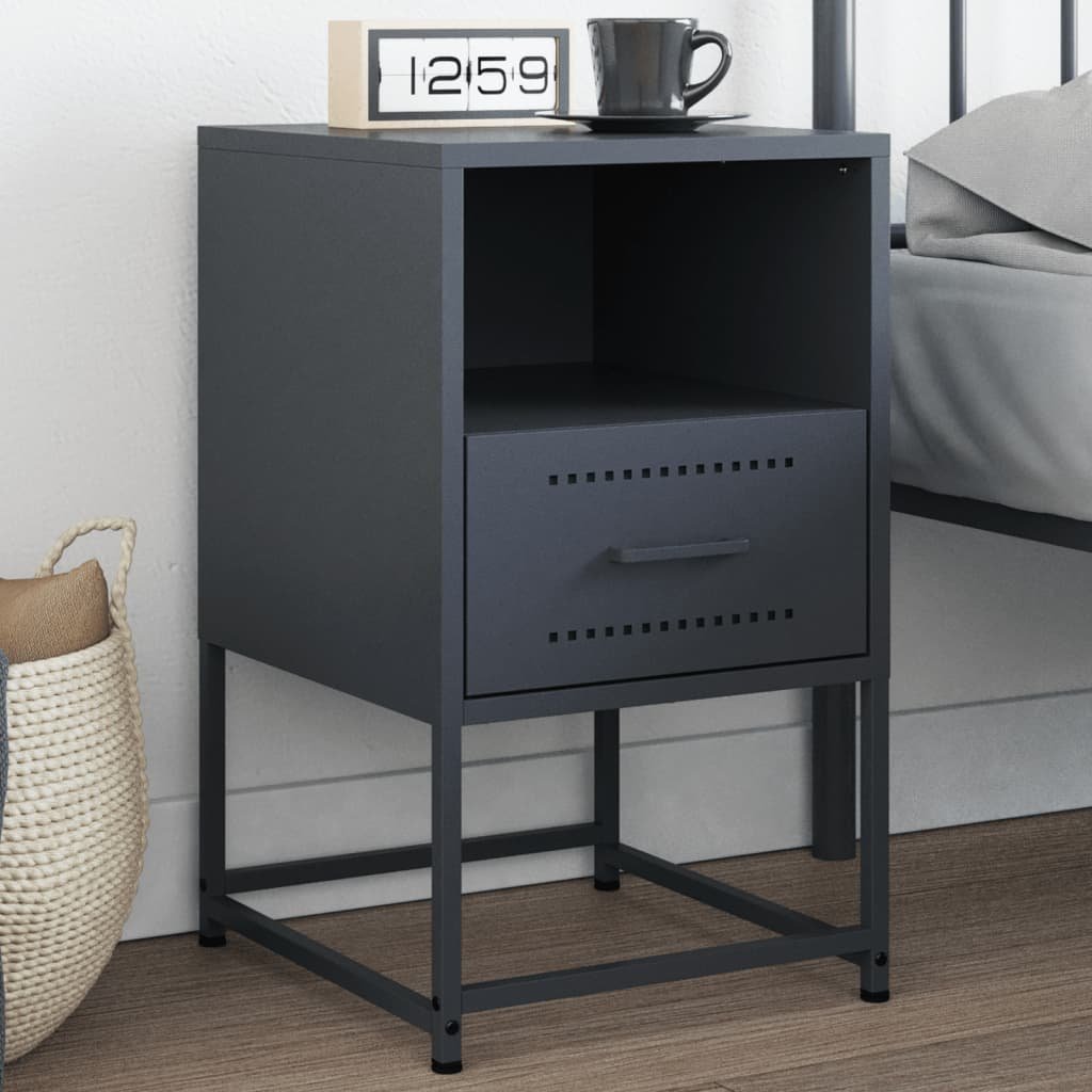 vidaXL Szafka nocna, antracytowa, 36x39x60,5 cm, stal