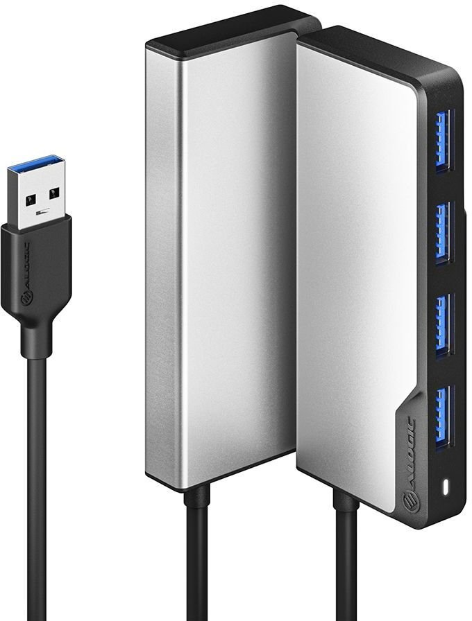 HUB USB Alogic ALOGIC USB-A Fusion SWIFT 4-in-1 USB 3.2 Gen 1 3.1 Gen 1 Type-A 5000 Mbit/s Szary UAFUUA-SGR