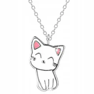 Biżuteria dla dzieci - NASZYJNIK SREBRNY DLA DZIEWCZYNKI KOTEK KOT 925 - miniaturka - grafika 1