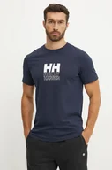 Koszulki męskie - Helly Hansen t-shirt bawełniany CORE GRAPHIC męski kolor granatowy wzorzysty 53936 - miniaturka - grafika 1