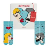 Skarpetki damskie - Skarpetki dla zakochanych (blondynka + czarny) r.36-40 + pudełko - miniaturka - grafika 1
