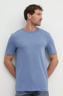 Koszulki męskie - BOSS t-shirt bawełniany męski kolor niebieski gładki 50468347 - Boss - grafika 1
