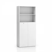 Szafy biurowe - B2B Partner Szafa biurowa SEGMENT 2-drzwiowa, zamykana, 4 półki, 840 x 370 x 1880 mm, biała 611639 - miniaturka - grafika 1