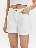 Spodnie sportowe damskie - Noisy May Szorty jeansowe Smiley 27029288 Biały Relaxed Fit - miniaturka - grafika 1
