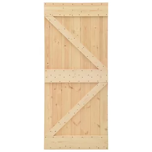 Drzwi przesuwne z osprzętem, 90x210 cm, lite drewno sosnowe | 3057500 VIDAXL - Drzwi wewnętrzne - miniaturka - grafika 4