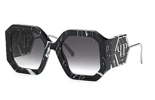 Philipp Plein Okulary damskie, Shiny Grey/Black Havana, 54 - Okulary przeciwsłoneczne - miniaturka - grafika 1