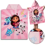 Okrycia kąpielowe dla dzieci - Koci Domek Gabi Dziecięcy ręcznik, poncho z kapturem dla dziewczynki 50x115 cm OEKO-TEX - miniaturka - grafika 1