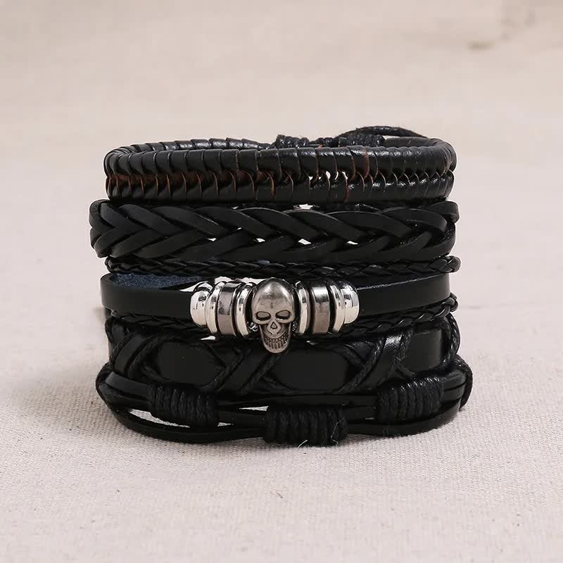 Bransoletka Boho Black - Skull, Zestaw 5 Bransoletek