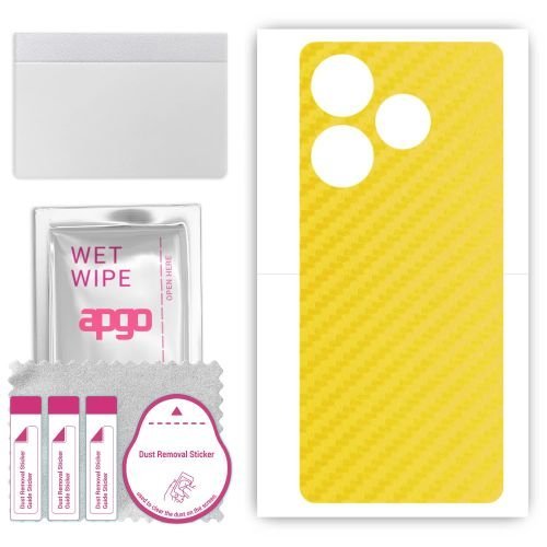 folia naklejka skórka strukturalna na TYŁ do Tecno Spark Go 2024 - Carbon Żółty - apgo SKINS