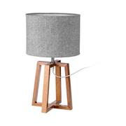 Noże stołowe - Szaro-brązowa lampa stołowa z litego drewna z tekstylnym kloszem (wys. 44 cm) – Casa Selección - miniaturka - grafika 1