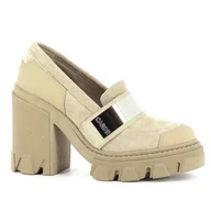 Mokasyny damskie - Beżowe mokasyny zamszowe CARINII - Carinii - miniaturka - grafika 1