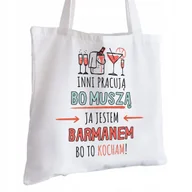 Torby i wózki na zakupy - Torba Bawełniana biała dla Barmana Na Prezent ekologiczna Trwały Nadruk - miniaturka - grafika 1