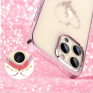Kingxbar Wish Series etui iPhone 14 Pro ozdobione kryształami różowe - Etui i futerały do telefonów - miniaturka - grafika 3