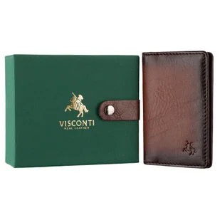 Skórzane etui na karty Przypalany Brąz Visconti AT-55 - Portfele - miniaturka - grafika 1