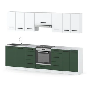 Meble kuchenne modułowe roma 2.8m kuchnia nowoczesna białe butelkowa zieleń - Meble kuchenne Meble kuchenne modułowe roma 2.8m kuchnia nowoczesna białe butelkowa zieleń - Meble kuchenne - miniaturka - grafika 1