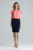 Spódnice - Elegancka  Spódnica Tuba przed Kolano - Granatowy - miniaturka - grafika 1