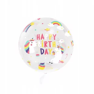 Balon przezroczysty okrągły Jednorożec 45 cm 1szt. - Urodziny dziecka - miniaturka - grafika 1