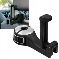 Uchwyty samochodowe do telefonów - Uchwyt Do Telefonu Na Zagłowek Wieszak Regulowany Czarno Srebrny Chrom - miniaturka - grafika 1