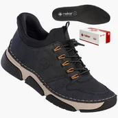 Półbuty damskie - Buty Damskie RIEKER Półbuty Skórzane Sportowe Granatowe 45963-14 42 Granatowy - miniaturka - grafika 1