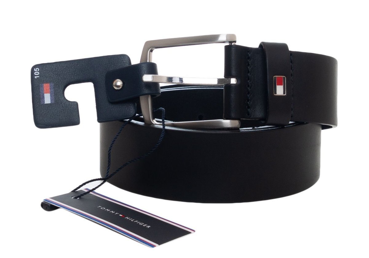 Tommy Hilfiger Męski Pasek Do Spodni 4 Cm New Denton Belt Black E367863162 090 115