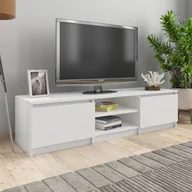 Szafki RTV - Szafka pod TV, wysoki połysk, biała, 140x40x35,5 cm - miniaturka - grafika 1