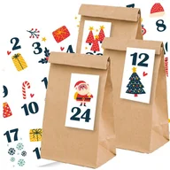 Ozdoby bożonarodzeniowe - Kalendarz Adwentowy 24 Torebki + Naklejki - Mikołaj - miniaturka - grafika 1