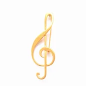 Broszki - Broszka - Klucz wiolinowy duży pozłacany - miniaturka - grafika 1