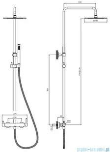 Omnires Y zestaw prysznicowy natynkowy mosiądz szczotkowany Y1244MBSB - Baterie umywalkowe - miniaturka - grafika 2