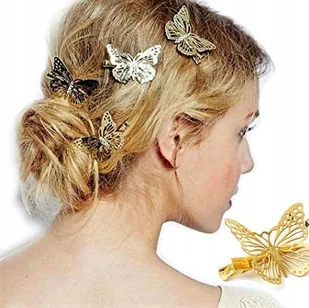 SPINKA DO WŁOSÓW złota wsuwka DO KOKA motyl KLIPSY MOTYLEK - Ozdoby do włosów - miniaturka - grafika 1