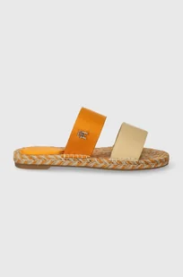 Tommy Hilfiger klapki TH SATIN FLAT ESPADRILLE SANDAL damskie kolor żółty FW0FW07747 - Klapki i japonki damskie - miniaturka - grafika 1