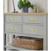 Zawiasy, okucia i inne akcesoria - Zestaw 4 uchwytów do drzwi stodołowych w stylu retro do szafek kuchennych, odległość między otworami: 58 mm, żelazo w kolorze złotym - miniaturka - grafika 1