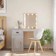 Toaletki - vidaXL Toaletka z lampkami LED, szary dąb sonoma, 90x42x132,5 cm - miniaturka - grafika 1