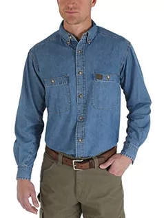 Koszule męskie - Wrangler Męska koszula robocza z długim rękawem Logger Twill, Antyczny granatowy, XL - grafika 1