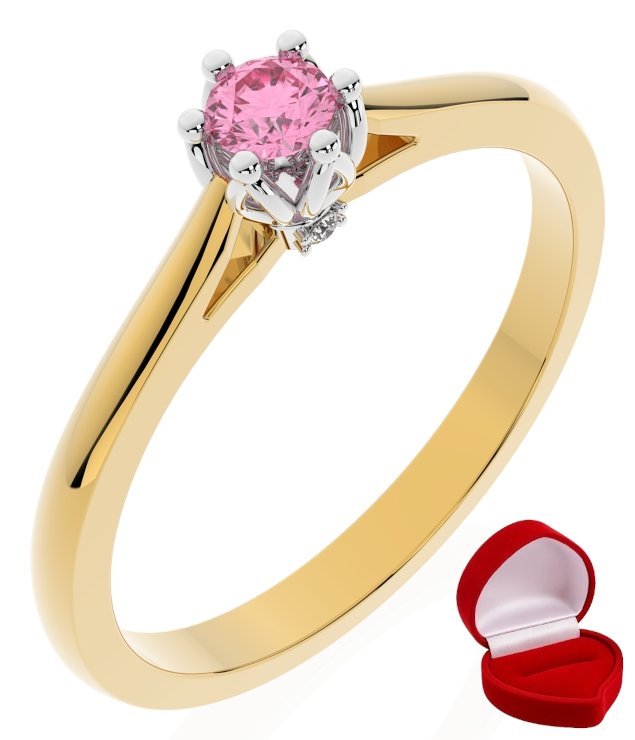 ZŁOTY PIERŚCIONEK ZARĘCZYNOWY 585 14k SZAFIR 0,09 ct + PUDEŁKO R7