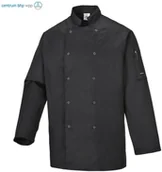 Odzież robocza - PORTWEST C833 BLUZA SZEFA KUCHNI SUFFOLK; CZARNY - miniaturka - grafika 1