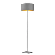 Lampy stojące - Skandynawska lampa podłogowa do sypialni SOFIA GOLD z szarym abażurem ze złotymi detalami - miniaturka - grafika 1