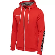 Bluzy męskie - Hummel męska bluza z kapturem HmlAuthentic Poly Zip Hoodie czerwony czerwony (True Red) M 204937-3062 - miniaturka - grafika 1