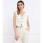 Kamizelki damskie - GUESS Lniana kamizelka DINA CROPPED | Regular Fit - miniaturka - grafika 1