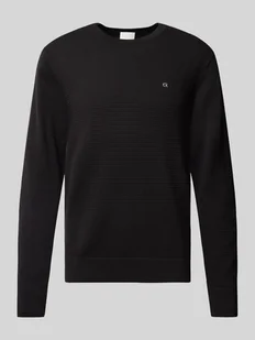 Sweter z dzianiny z wyhaftowanym logo - Swetry męskie - miniaturka - grafika 1